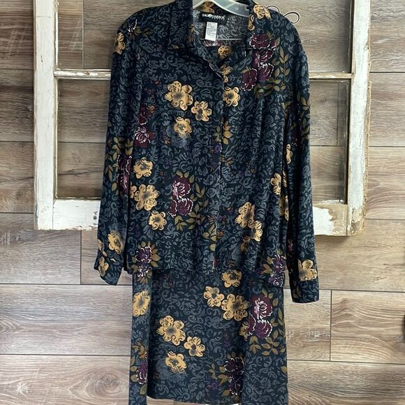 SAG HARBOR  Women’s Petite Skirt Set Size 14P Floral Boho Mature - Picture 3 of 8